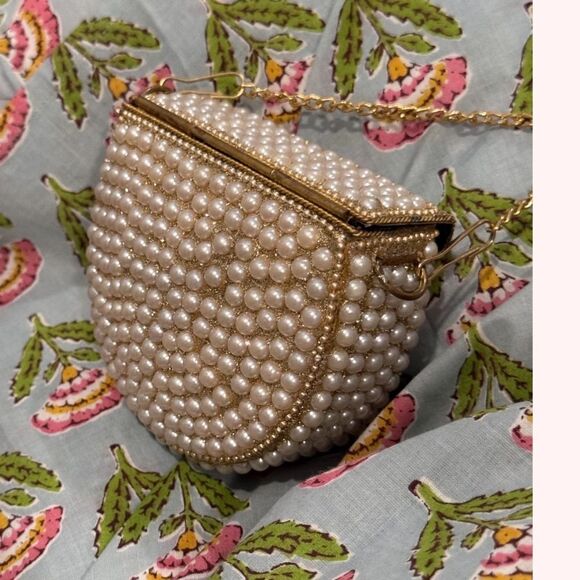 BRIDAL FORMAL PEARL MINI CLUTCH CROSSBODY BAG - Picture 9 of 14